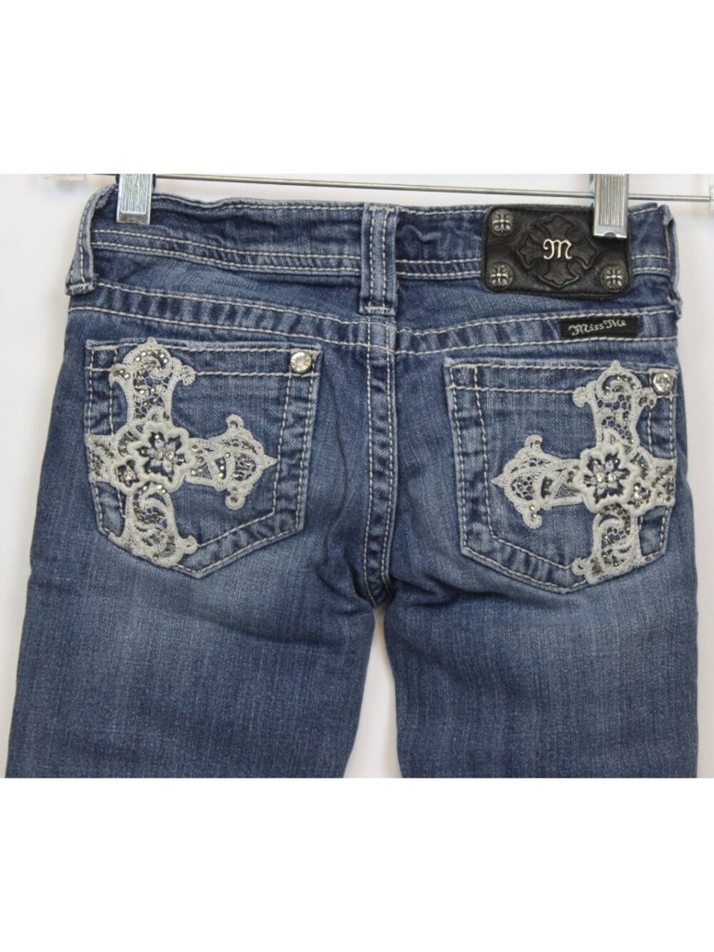 Miss Me Jeans Girls sz 7 Lace Cross Y2K Western Cowgirl Rhinestones JK5016 Boot